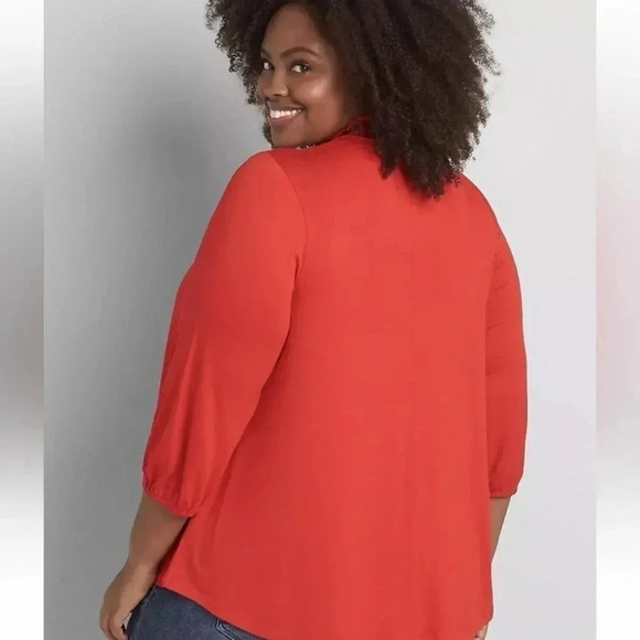 Lane Bryant Red Smocked Swing Long Sleeve Top Blouse Plus Size 18/20 - Picture 4 of 5